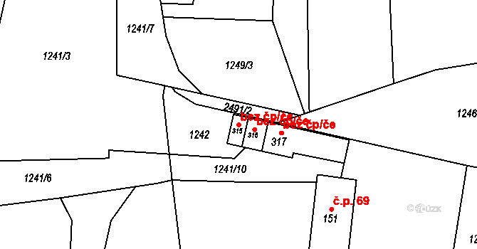 Leskovec 45600139 na parcele st. 315 v KÚ Leskovec, Katastrální mapa