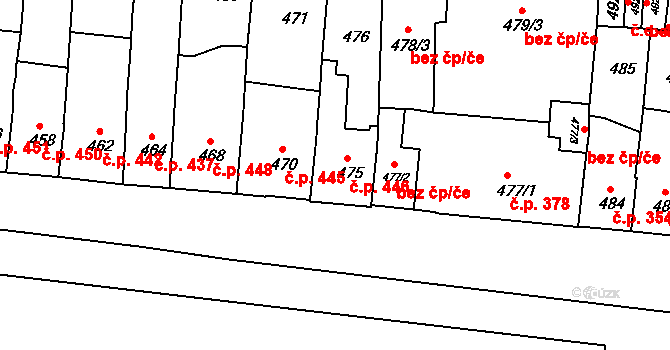 Bučovice 446 na parcele st. 475 v KÚ Bučovice, Katastrální mapa