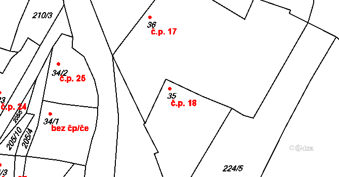 Krsice 18, Čimelice na parcele st. 35 v KÚ Krsice, Katastrální mapa