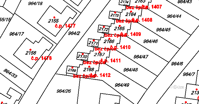 Choceň 1411 na parcele st. 2167 v KÚ Choceň, Katastrální mapa
