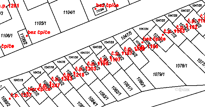 Třešť 1187 na parcele st. 1081/2 v KÚ Třešť, Katastrální mapa