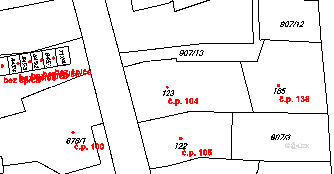 Velká Ves 104, Broumov na parcele st. 123 v KÚ Velká Ves u Broumova, Katastrální mapa