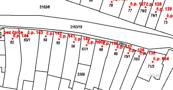 Ivančice 1600 na parcele st. 67/1 v KÚ Ivančice, Katastrální mapa
