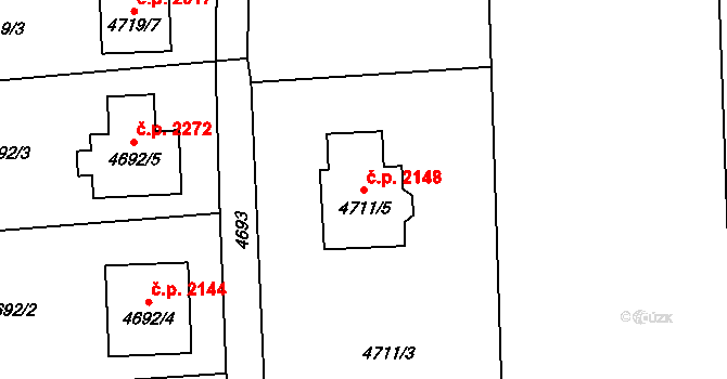 Rychvald 2148 na parcele st. 4711/5 v KÚ Rychvald, Katastrální mapa