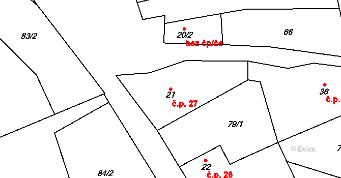 Lukavec 27, Fulnek na parcele st. 21 v KÚ Lukavec u Bílovce, Katastrální mapa