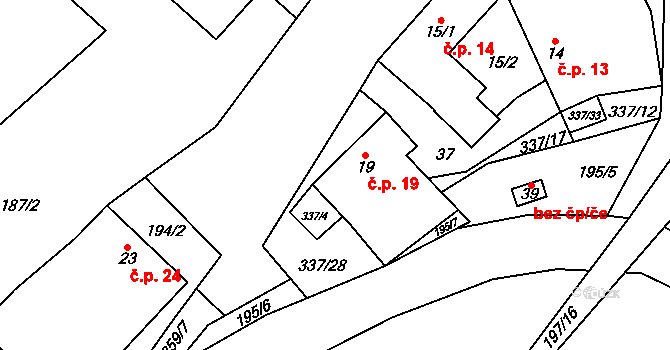 Litkovice 19, Žirovnice na parcele st. 19 v KÚ Litkovice, Katastrální mapa