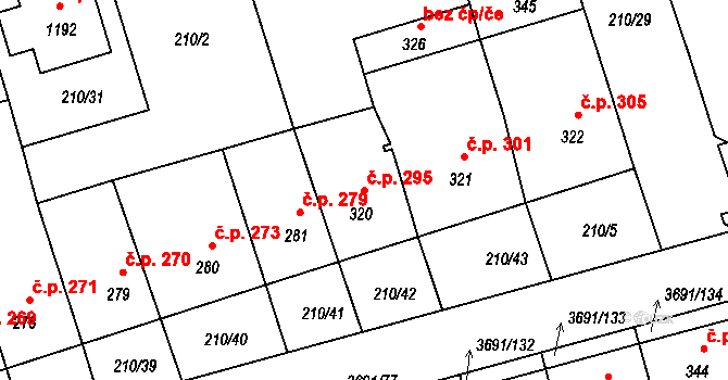 Žirovnice 295 na parcele st. 320 v KÚ Žirovnice, Katastrální mapa