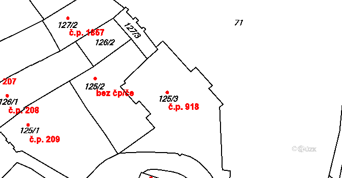 Žatec 918 na parcele st. 125/3 v KÚ Žatec, Katastrální mapa