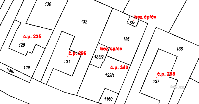 Červenka 103325140 na parcele st. 133/2 v KÚ Červenka, Katastrální mapa