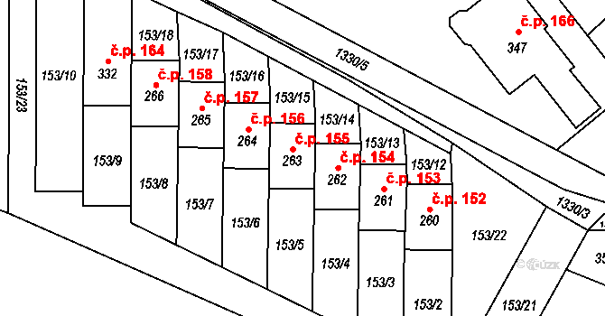 Malé Hradisko 155 na parcele st. 263 v KÚ Malé Hradisko, Katastrální mapa
