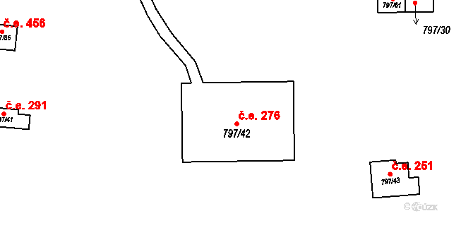 Oslnovice 276 na parcele st. 797/42 v KÚ Oslnovice, Katastrální mapa