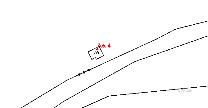 Laziště 4, Pertoltice na parcele st. 55 v KÚ Laziště u Pertoltic, Katastrální mapa
