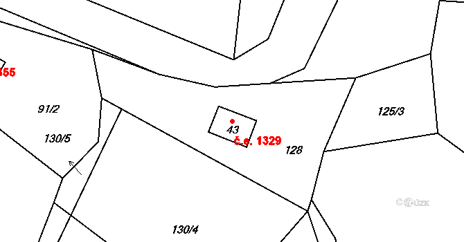 Hraničná 1329, Janov nad Nisou na parcele st. 43 v KÚ Hraničná nad Nisou, Katastrální mapa