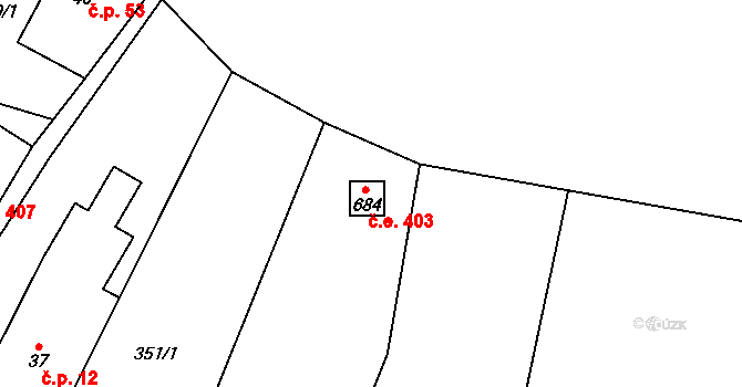 Líšný 2.díl 403, Líšný na parcele st. 684 v KÚ Líšný, Katastrální mapa