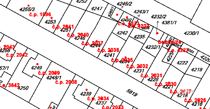 Jihlava 2035 na parcele st. 4241 v KÚ Jihlava, Katastrální mapa