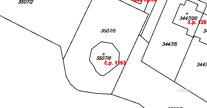 Ratíškovice 1163 na parcele st. 3507/6 v KÚ Ratíškovice, Katastrální mapa