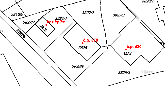 Kročehlavy 370, Kladno na parcele st. 3825 v KÚ Kročehlavy, Katastrální mapa