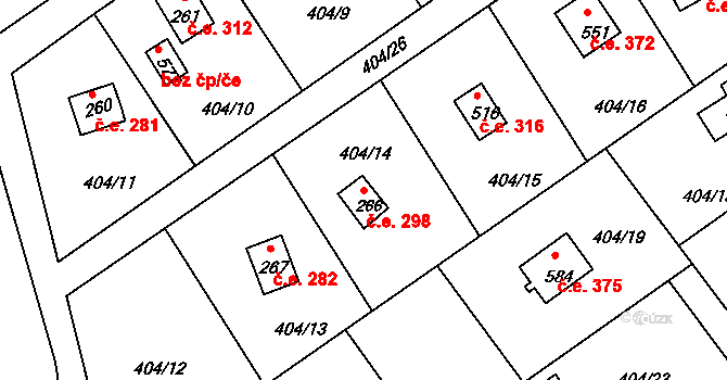 Třebsín 298, Krňany na parcele st. 266 v KÚ Třebsín, Katastrální mapa