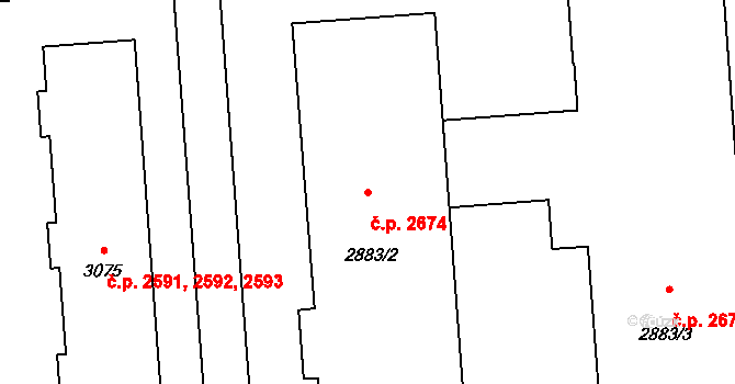 Kročehlavy 2674, Kladno na parcele st. 2883/2 v KÚ Kročehlavy, Katastrální mapa