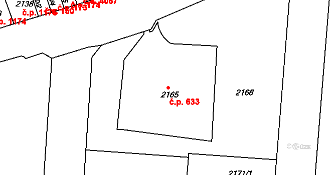 Ústí nad Labem-centrum 633, Ústí nad Labem na parcele st. 2165 v KÚ Ústí nad Labem, Katastrální mapa
