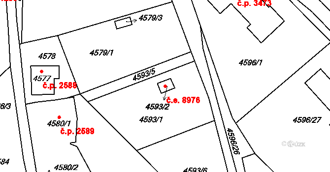 Severní Terasa 8976, Ústí nad Labem na parcele st. 4593/2 v KÚ Ústí nad Labem, Katastrální mapa