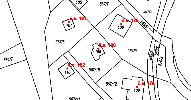 Řepčice 180, Velké Popovice na parcele st. 108 v KÚ Mokřany u Velkých Popovic, Katastrální mapa