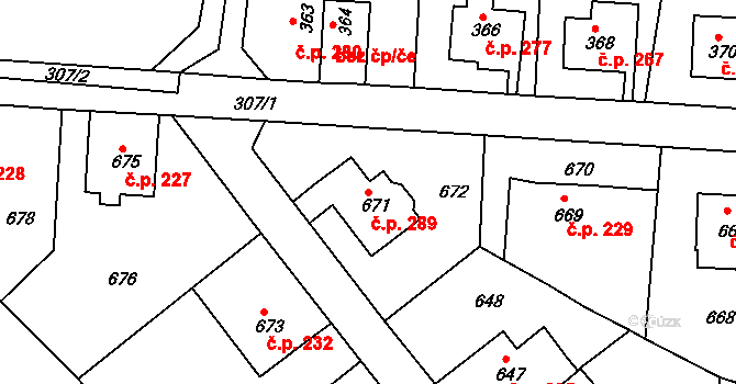 Děčín XXXII-Boletice nad Labem 289, Děčín na parcele st. 671 v KÚ Boletice nad Labem, Katastrální mapa