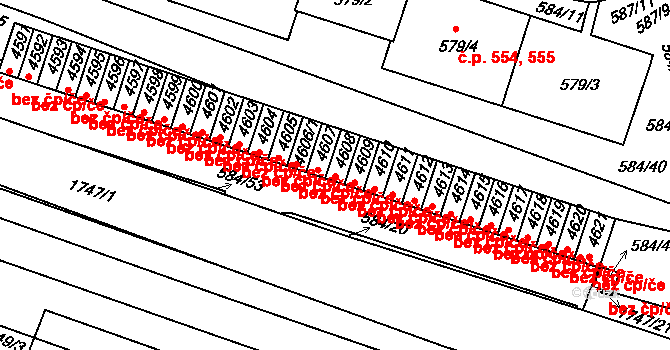 Komín 1320, Brno na parcele st. 4608 v KÚ Komín, Katastrální mapa