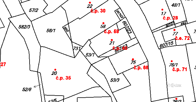 Dobřichov 40 na parcele st. 21 v KÚ Dobřichov, Katastrální mapa
