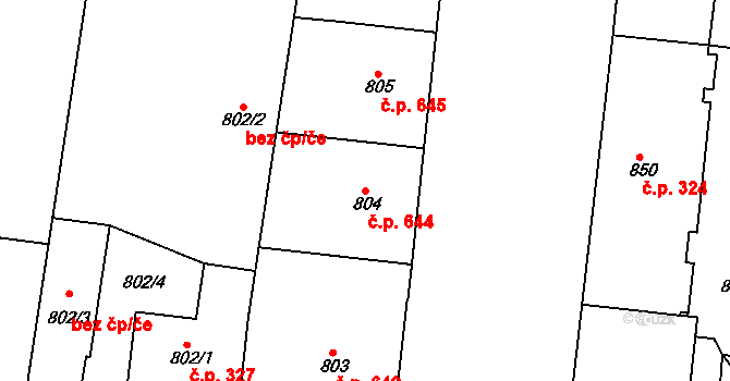 Holešovice 644, Praha na parcele st. 804 v KÚ Holešovice, Katastrální mapa