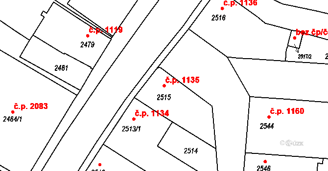 České Budějovice 7 1135, České Budějovice na parcele st. 2515 v KÚ České Budějovice 7, Katastrální mapa