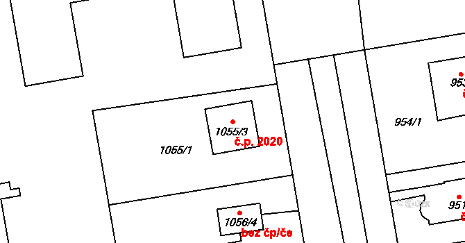 Bolevec 2020, Plzeň na parcele st. 1055/3 v KÚ Bolevec, Katastrální mapa