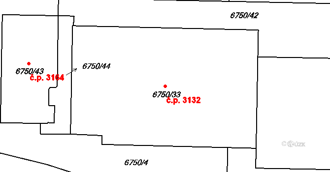 Přerov I-Město 3132, Přerov na parcele st. 6750/33 v KÚ Přerov, Katastrální mapa
