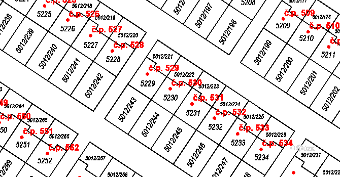 Zelená 530, Luštěnice na parcele st. 5230 v KÚ Luštěnice, Katastrální mapa