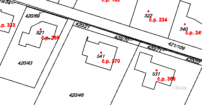 Nemošice 370, Pardubice na parcele st. 541 v KÚ Nemošice, Katastrální mapa