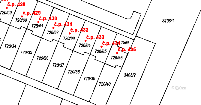 Šanov 434 na parcele st. 720/65 v KÚ Šanov nad Jevišovkou, Katastrální mapa