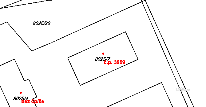 Frýdek 3559, Frýdek-Místek na parcele st. 8025/7 v KÚ Panské Nové Dvory, Katastrální mapa