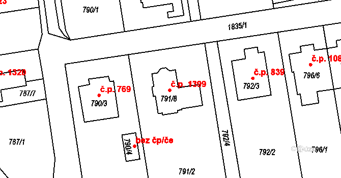 Kylešovice 1399, Opava na parcele st. 791/8 v KÚ Kylešovice, Katastrální mapa