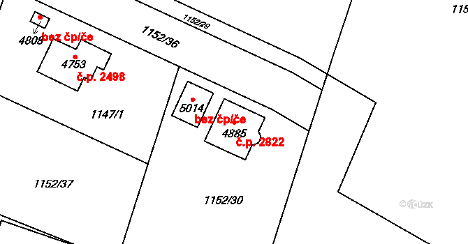 Rožnov pod Radhoštěm 2822 na parcele st. 4885 v KÚ Rožnov pod Radhoštěm, Katastrální mapa
