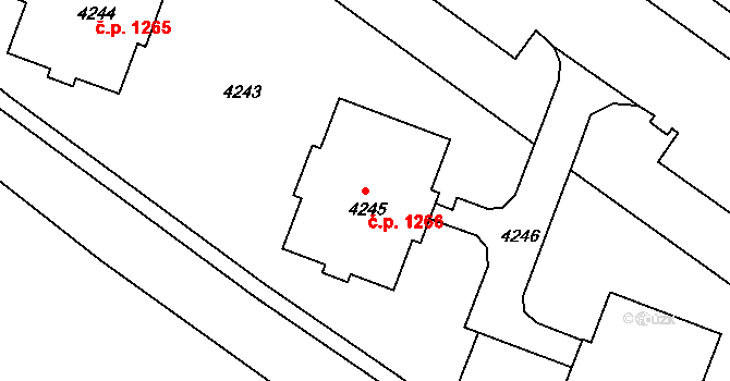 Bruntál 1266 na parcele st. 4245 v KÚ Bruntál-město, Katastrální mapa