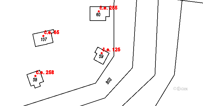Samařov 125, Liboměřice na parcele st. 59 v KÚ Nové Lhotice, Katastrální mapa