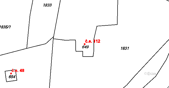Pila 112, Trhanov na parcele st. 649 v KÚ Trhanov, Katastrální mapa