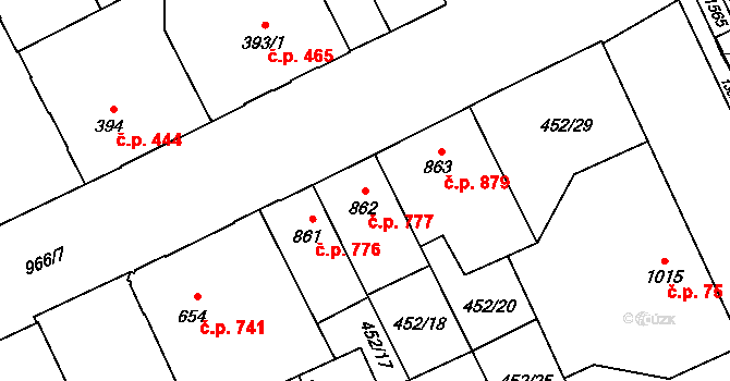 Přívoz 777, Ostrava na parcele st. 862 v KÚ Přívoz, Katastrální mapa