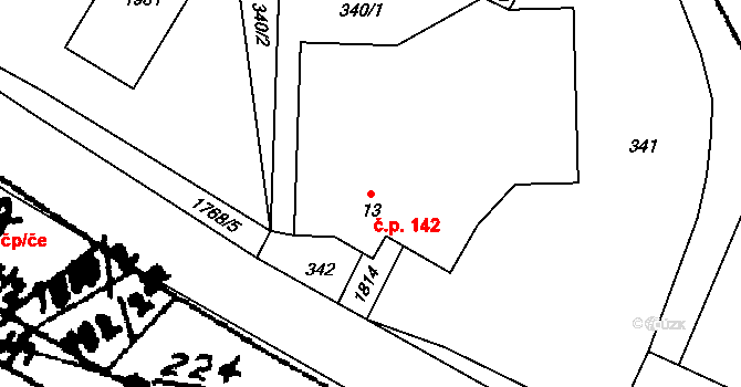 Horní Václavov 142, Václavov u Bruntálu na parcele st. 13 v KÚ Horní Václavov, Katastrální mapa