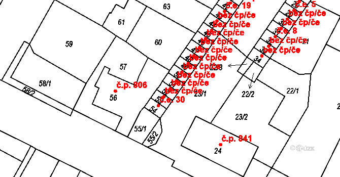 Lovosice 41117140 na parcele st. 52 v KÚ Lovosice, Katastrální mapa