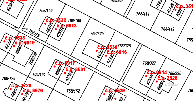 Zlín 3530 na parcele st. 4235/1 v KÚ Zlín, Katastrální mapa