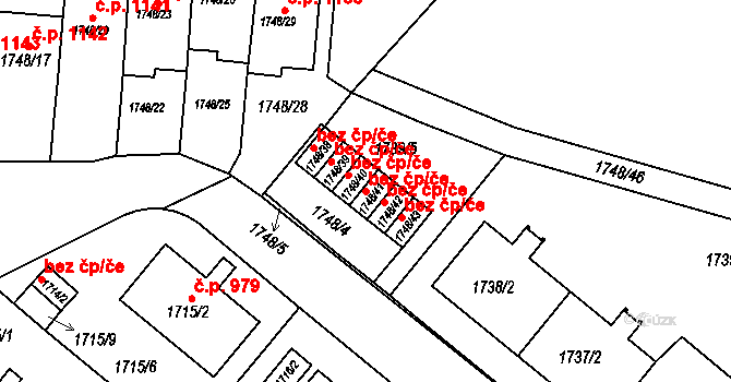 Praha 42842140 na parcele st. 1748/41 v KÚ Košíře, Katastrální mapa