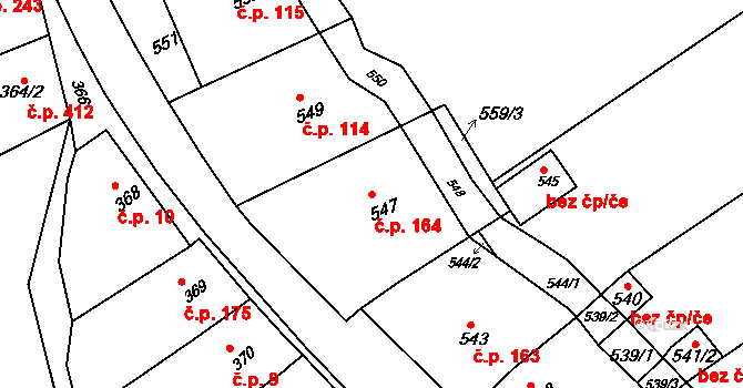 Bošovice 164 na parcele st. 547 v KÚ Bošovice, Katastrální mapa