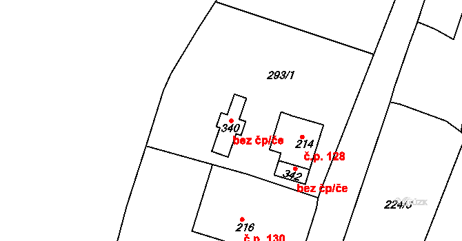 Cheb 49218140 na parcele st. 340 v KÚ Starý Hrozňatov, Katastrální mapa