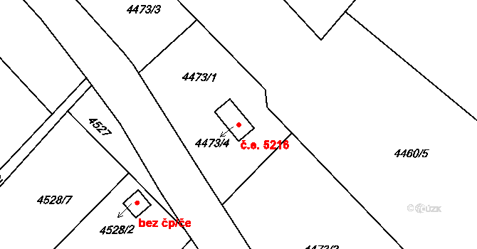 Předměstí 5216, Litoměřice na parcele st. 4473/4 v KÚ Litoměřice, Katastrální mapa